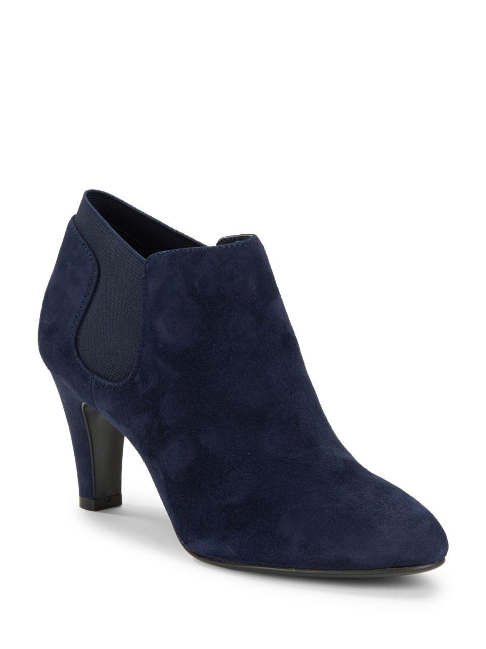 navy suede booties